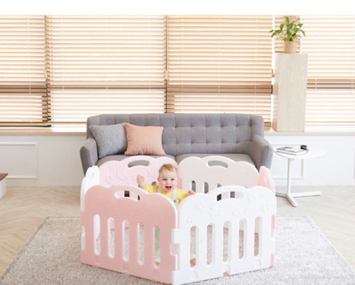 急募　Caraz ベビーサークル　ホワイト＆ピンク10枚セット　ドアパネル付き　8月中限定掲載