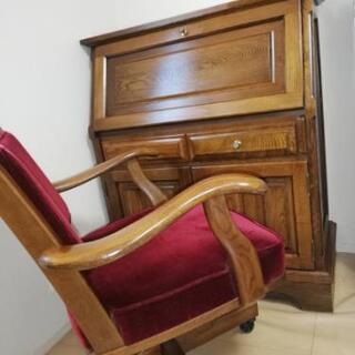 カリモクのアンティーク机椅子セット美品