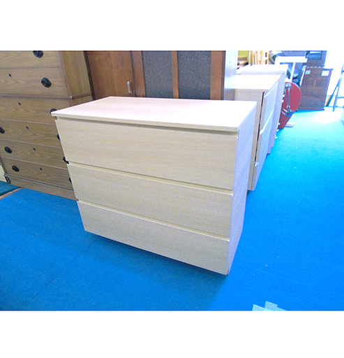 札幌 タンス 3段 収納棚 幅90㎝ 高さ80㎝ 衣装ケース ナチュラルカラー 箪笥 本郷通店