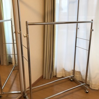 パイプハンガー２連　耐荷重190kg  キャスター付き