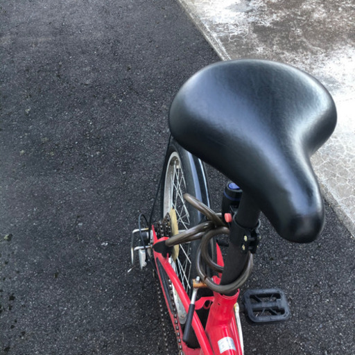 【中古品】折り畳み自転車　レッド　20インチ　ギア付き