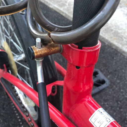 【中古品】折り畳み自転車　レッド　20インチ　ギア付き