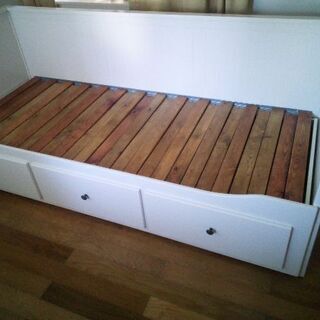 【お引取り限定】HEMNES ヘムネス デイベッドフレーム（引き出し×3）, ホワイト, 80x200 cmの画像