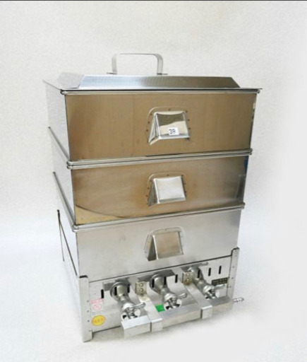 ステンレス　蒸し器/コンロ付き39cm 3段/中古