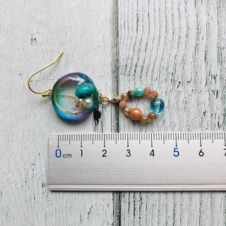 P-355     シャボン玉風とチェコビーズのピアス／イヤリングの画像