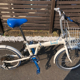 20インチ★折りたたみ自転車★白/青　坂道・通学・お買い物仕様