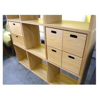 無印良品オーク材 スタッキングシェルフ 3段3列】引出し×3付き 収納ラック