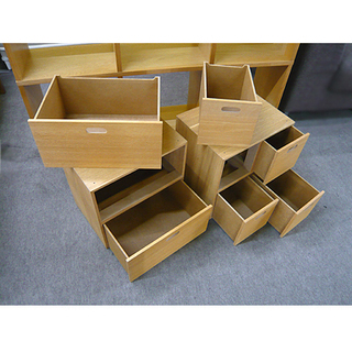 無印良品オーク材 スタッキングシェルフ 3段3列】引出し×3付き 収納ラック