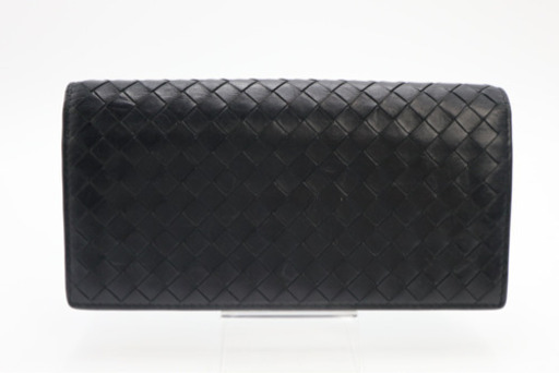 《BOTTEGA VENETA/イントレチャート 二つ折り 長財布》Bランク 黒