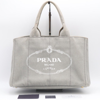 ☆人気☆PRADA カナパ トートバッグ グレー ロゴ Mサイズ 横幅