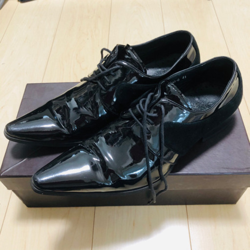LUCIUS（ルシウス）エナメル レースアップシューズ　25.0㌢　パーティー黒