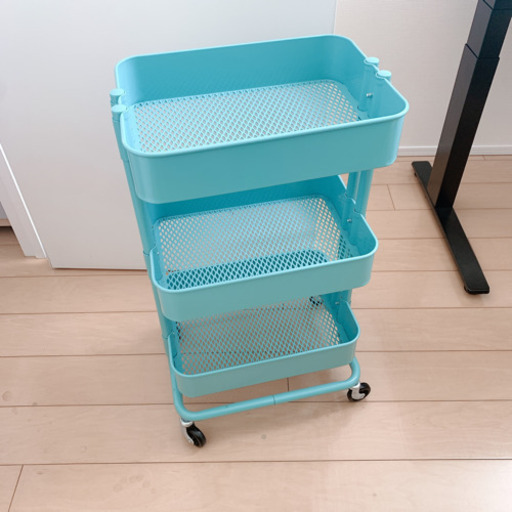 【引き取り限定】 IKEA RÅSKOG ロースコグ ワゴン, ターコイズ, 35x45x78 cm