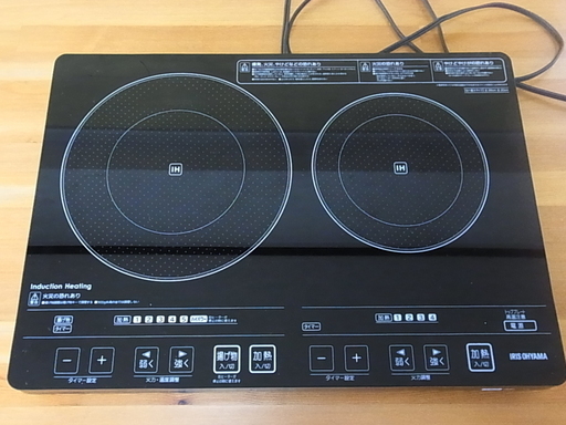 アイリスオーヤマ 2口 IHクッキングヒーター 100V EIH1470-B／専用設置スタンド SSIH-54 付属