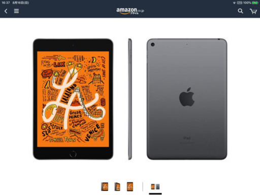 本日迄　iPad mini5 美品　液晶保護シート付(貼付け済)