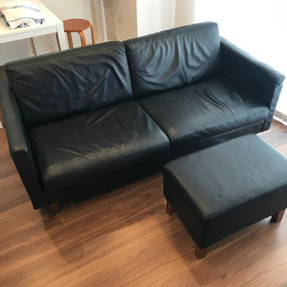 無印良品　オットマン　ブラックレザー 無印良品 ソファー ブラックレザー オットマン付き 引き取り希望