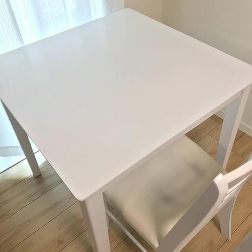 【ダイニングセット】テーブル＋椅子×２ 計３点セット 幅75cm✕75cm✕高さ70cm スクエア ホワイト