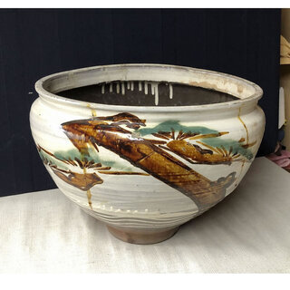 c822 古唐津 弓野焼 二彩唐津 壺 甕 松絵 古武雄 弓野窯 二川焼