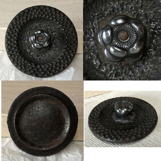 c935 豆鉄瓶 銀つまみ 小さな 鉄瓶 胴径9.3cm 露あられ 茶道具の画像