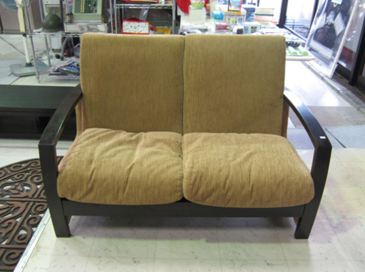 ２人掛けソファ  幅125cm  布×ブラウン ファブリック 北欧風 オシャレ 札幌市東区 新道東店