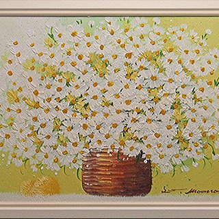 AR】李文魯 リー ムンロー 肉筆 油彩画 マーガレット F4