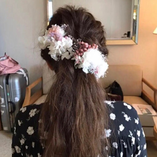【花嫁お譲りバトン】フラワーヘッドピース　プリザーブドフラワーの画像