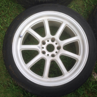 ドリフト ドリケツレイズ グラムライツ 18インチ8.5j ＋43 114.3 5H タイヤ12EVO 225/45/18ZR RX8 RX7 シルビア チェイサー スカイラインの画像