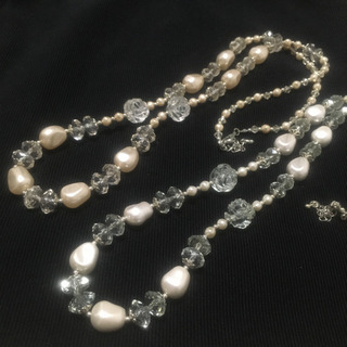 ロングネックレス(暖色系) 大粒 ONWARDの画像