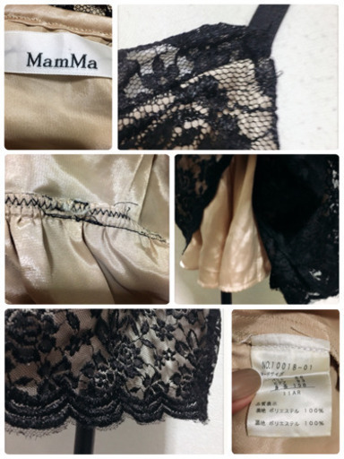 ご購入者様決定[MamMa]花柄総レース サテン ワンピース 黒GOLD セクシーLサイズOK