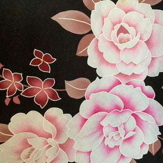 浴衣　黒地に薔薇柄の画像