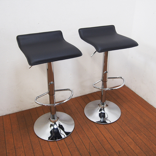 あずま工芸 カウンターチェア 2脚セット ブラック 幅39 奥行41 高さ58～78cm (IA33)