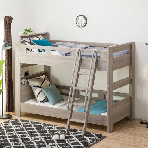 ニトリ ２段ベッド 棚＆コンセント付き 分解すればシングルベッドx2に