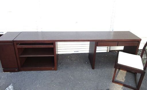 特価品！ 近藤工芸 レスターシリーズ OAK  PCデスクキャビネット 幅約240cm 並び替え可能 ナラ材 旭川家具 書斎 システムデスク 机 お持ち帰り大歓迎