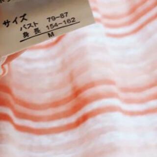 急募🔊 未使用に近い❕オレンジ ボーダー 丸襟 ポケット トップス チュニック Mの画像