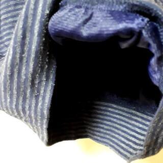 急募🔊 ◀️トルディア▶️紺 ボーダー  裏地付き バルーン風 Tシャツ Mの画像