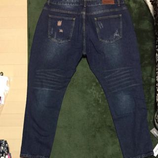 新品 8分丈ダメージジーンズ 大きいサイズの画像