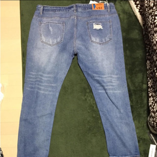 新品 8分丈ダメージジーンズ 大きいサイズの画像