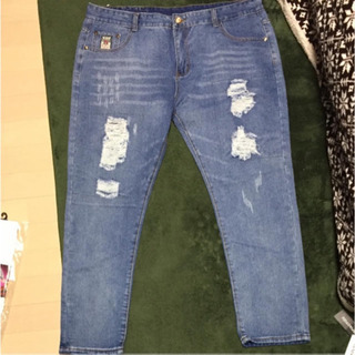 新品 8分丈ダメージジーンズ 大きいサイズ