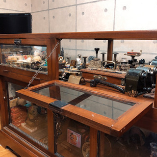 ガラスケース 3段 アンティーク キャビネット ショーケース 木製 ガラスケース ショーケース おしゃれ コレクションケース レトロ