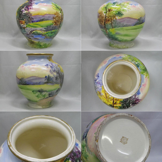 WE】A.Tuboi 風景画 花瓶 SHOFU 松風陶器 MADE IN JAPAN