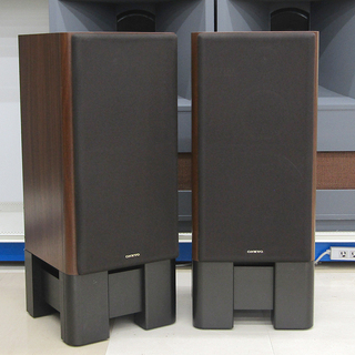 ONKYO オンキョー スピーカーペア+純正スタンド D-77FRX/AS-77FRX 中古美品 エッジ張り替え済みの画像