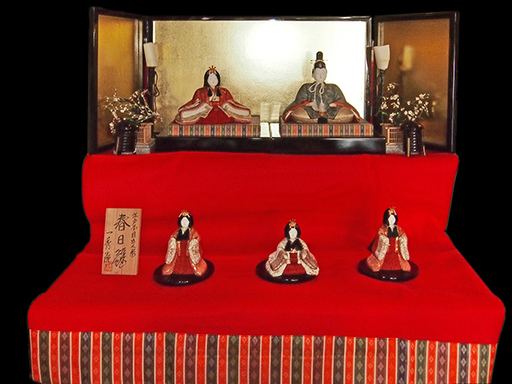 【JA】一秀作 江戸木目込人形 親王飾 春日雛 25号