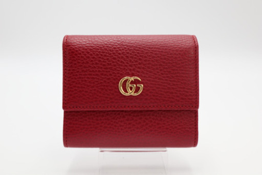《GUCCI/GGマーモント 三つ折り財布》Sランク 未使用品 極美品 レッド