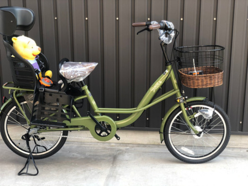 売切■☆新車BAA3人乗り対応自転車◆コアラ203グリーン◆後ろ同乗器付き！子供乗せ自転車