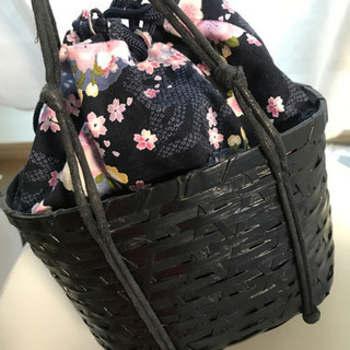 和装　浴衣に　インテリアにも　籠バック　美品の画像