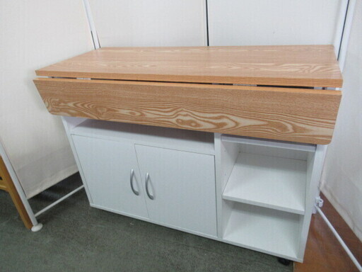 J1510/キッチンワゴン/収納家具/ナチュラル/木目/ホワイト/キャスター付き/中古品/