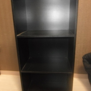 【譲渡済】中古 カラーボックス 黒 ブラック 木製棚 3段