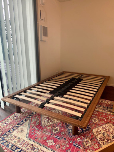 【MUJI】無印良品　ベッドフレーム 脚付　ウォールナット材 セミダブル