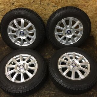 【BS BLIZZAK REVO GZ 185/70R14】冬 4本【Weds JENEIGE 社外 14インチ 5.5J4HPCD100+42】2016年製 バリ溝 ノート等　(VTG214) クレジットカード QR決済可能