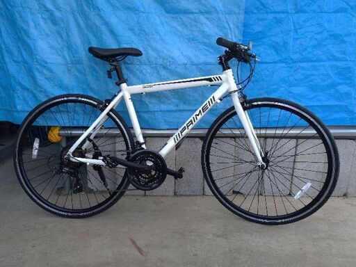 クロスバイク 白 PRIME アルミ 700C 480mm 21速ギア