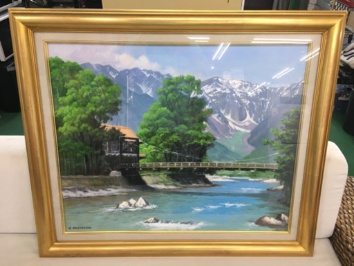 JH0013   信州上高地　河童橋油絵　小林弘弥作